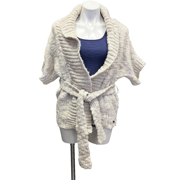 ABERCROMBIE & Fitch Chunky Knit Wool Cardigan Small Belted - Picture 1 of 10